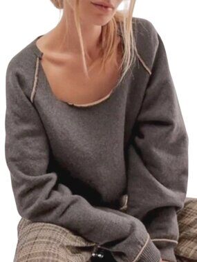 We The Free People Midnight Pullover Sweatshirt Top Crop Fleece Gray XS